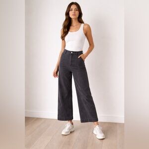 Just Jeans Australia wide leg black wash ankle jeans size 14 24” inseam stretch